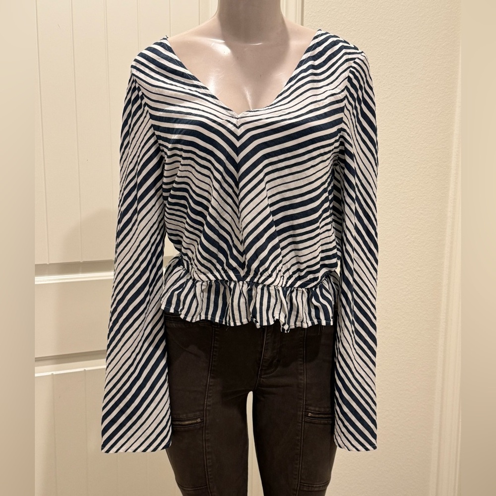 Striped V-Neck Women's Top